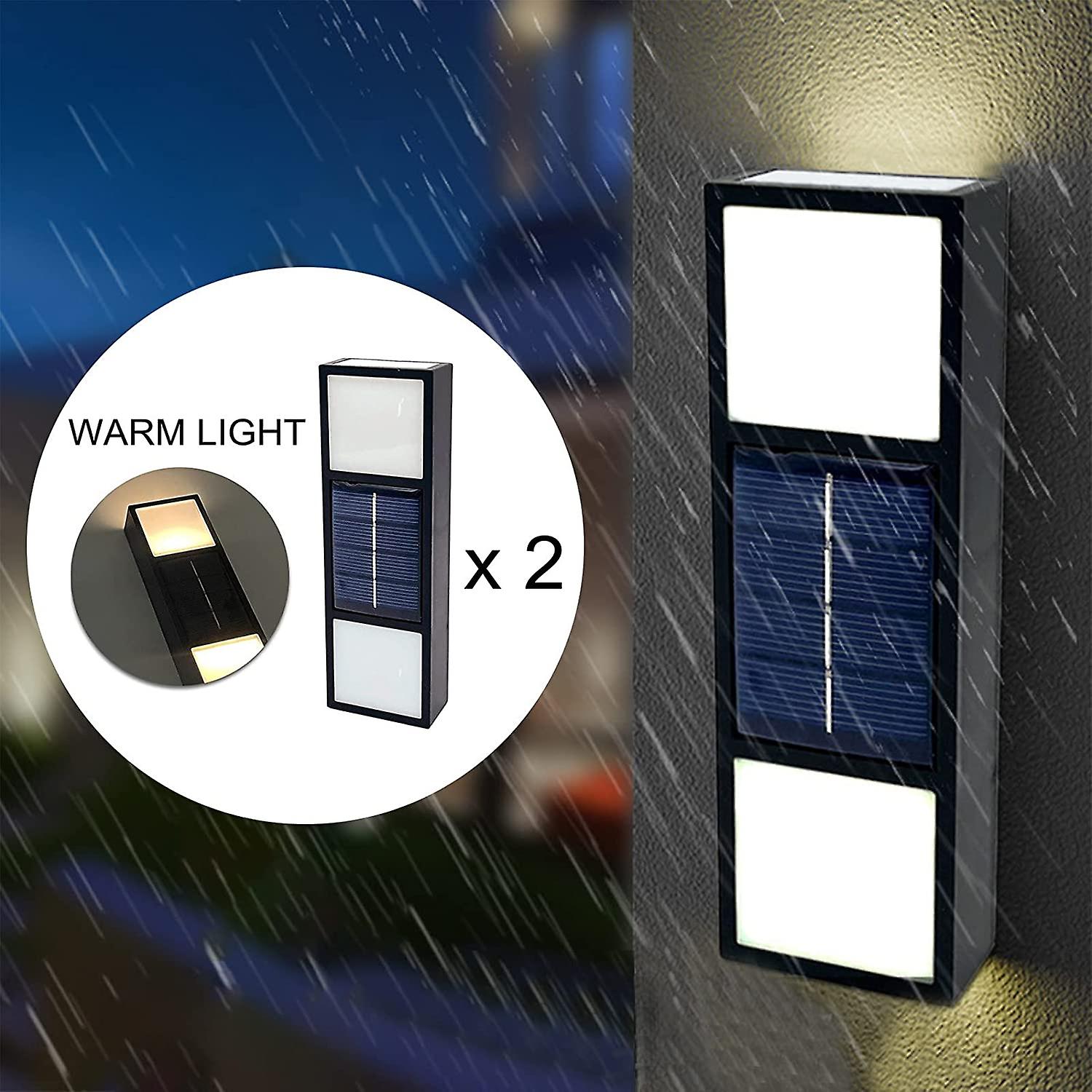 2 Pack (white Light) Solar Light， Solar Wall Light Up And Down Illuminate Outdoor Sunlight Lamp Ip65 Waterproof Modern Decor For Home， Garden， Porch，