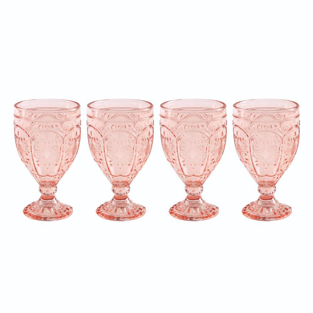 FITZ and FLOYD Trestle 12 oz. Blush Goblet Glass Set (Set of 4) 83-011