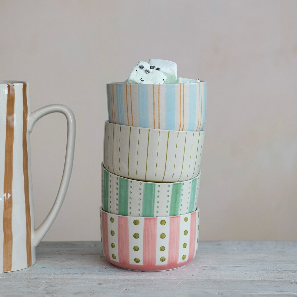 Stoneware Bowls with Painted Patterns   5.0\