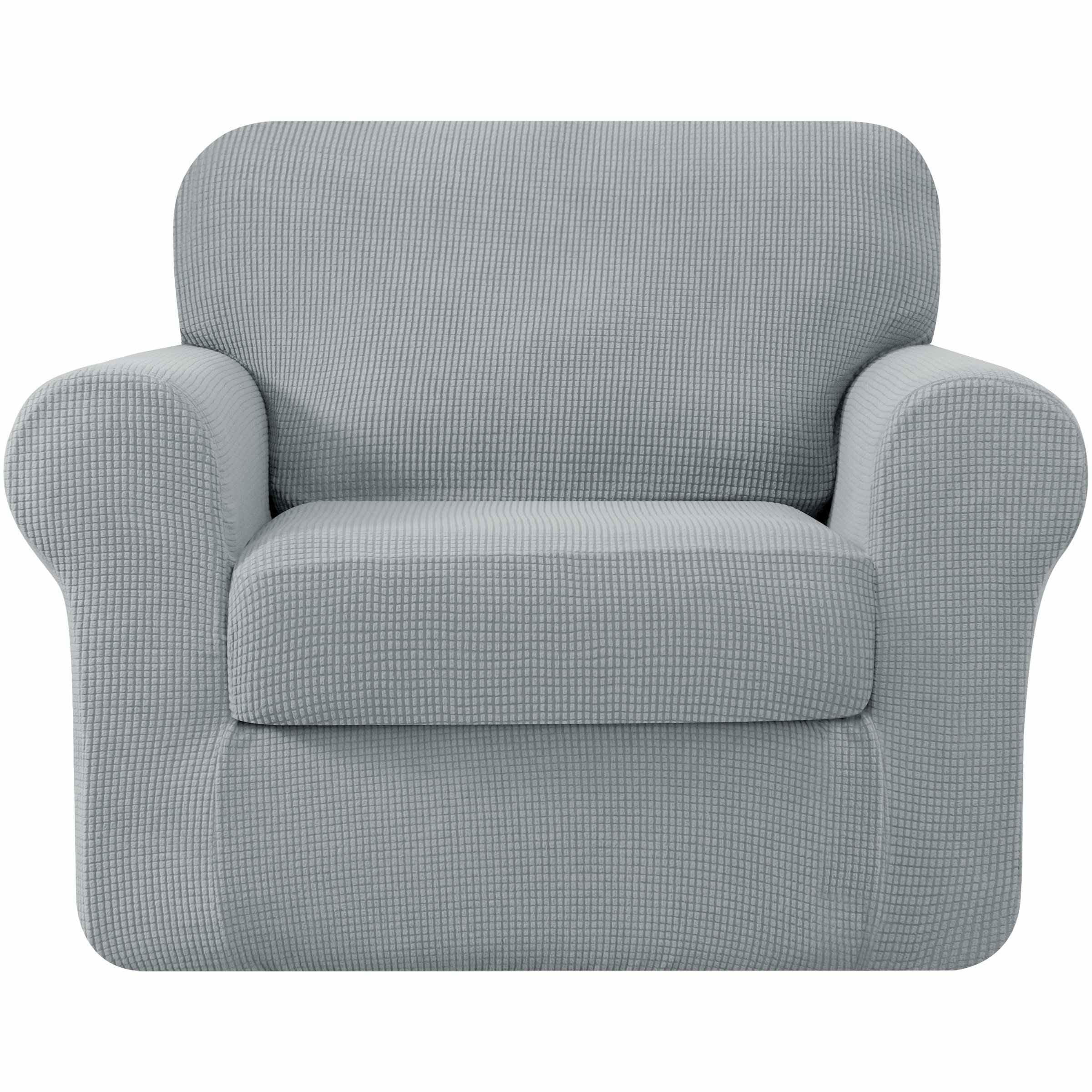 Subrtex 3-Piece Stretch Sofa Slipcover Sets with Backrest Cushion Cover and Seat Cushion Cover (Armchair, Light Gray)