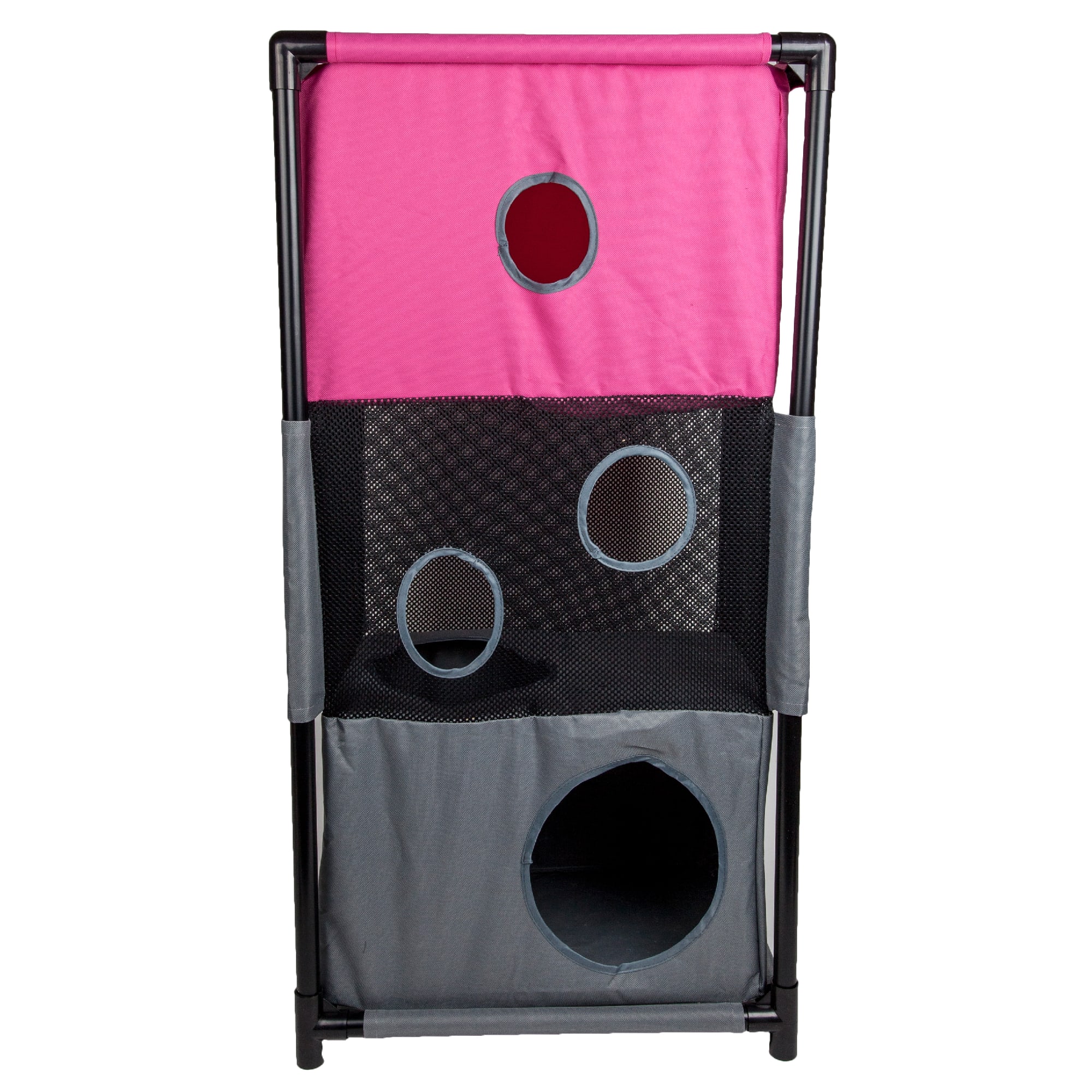 Pet Life Pink Square Obstacle Soft Folding Sturdy Play-Active Collapsible Travel Cat House， 17.71