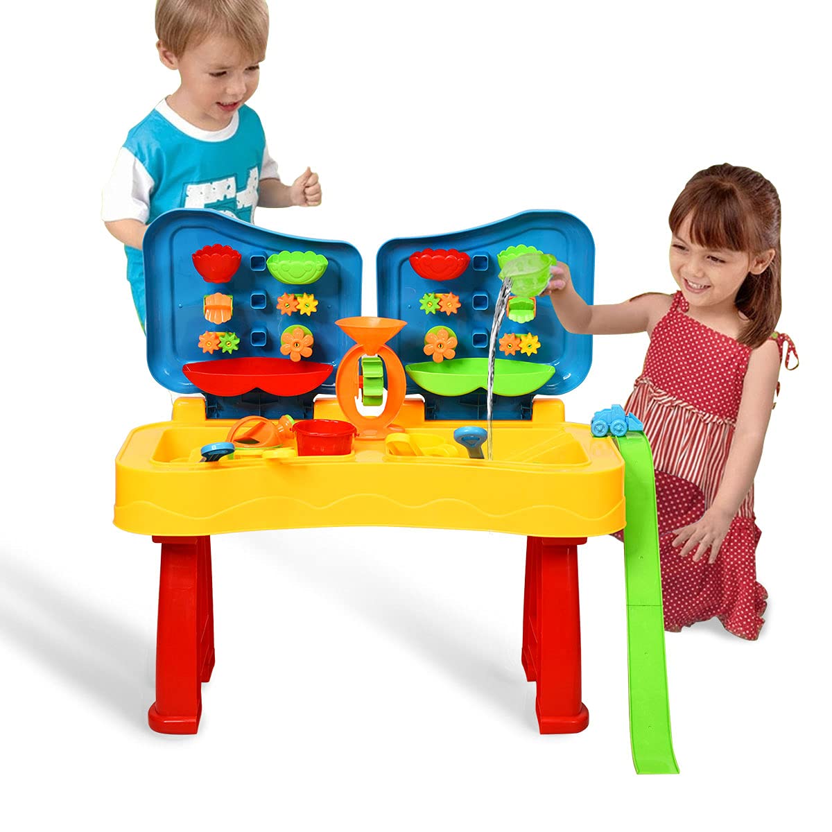 Costzon Kids Sand and Water Table, 2 in 1 Beach Play Activity Table with Cover