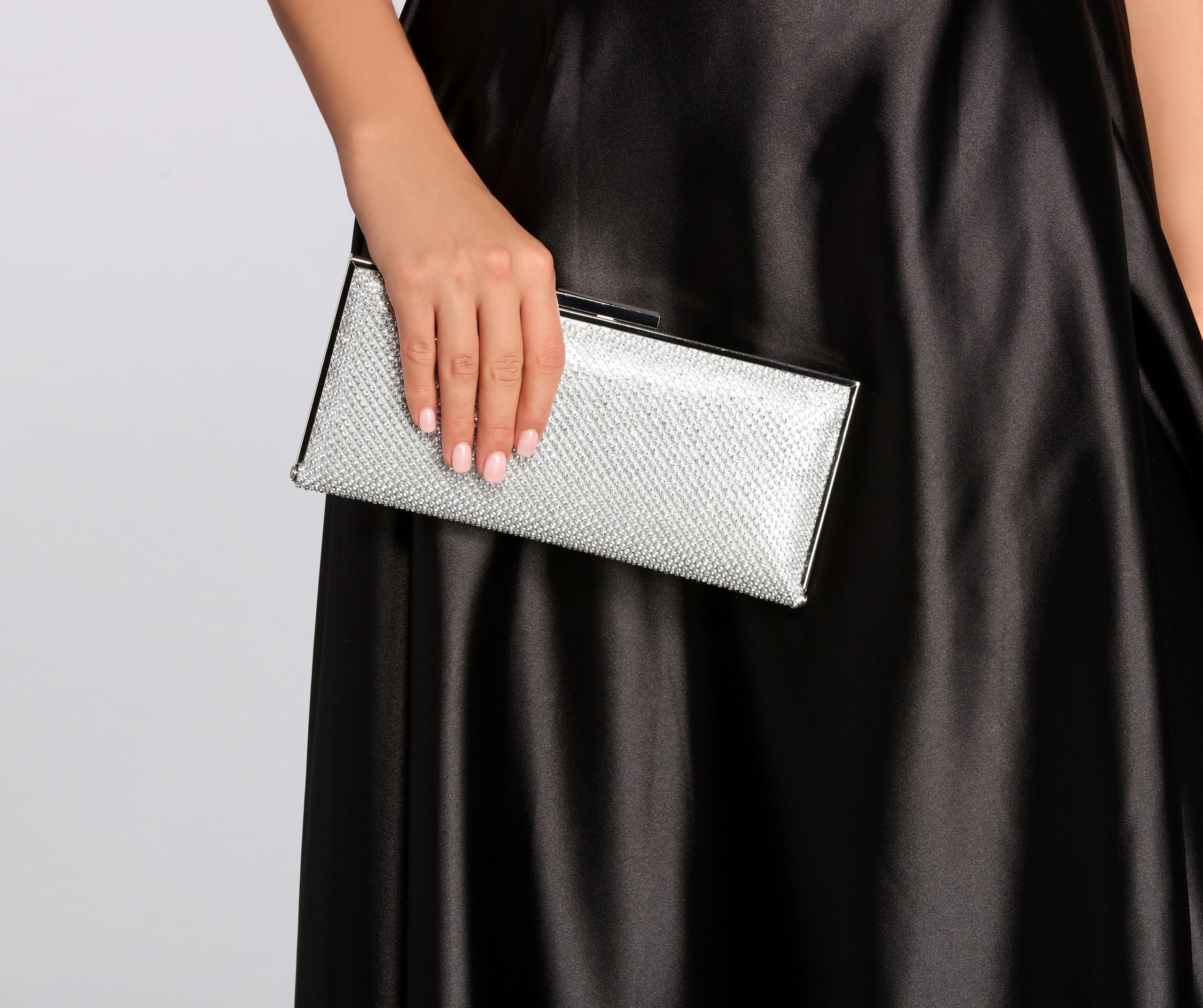 Run With It Rhinestone Mesh Clutch