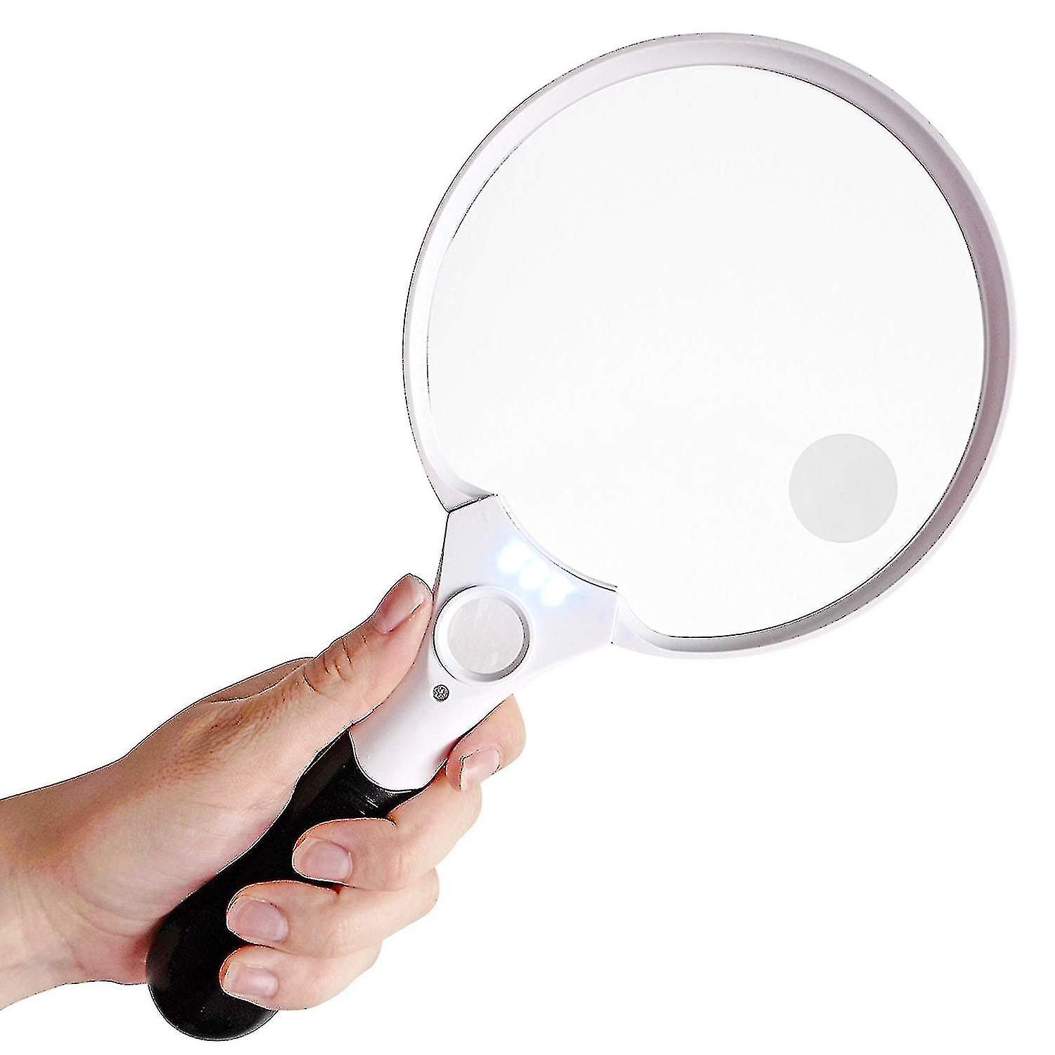 5.5 Inch Extra Large Led Handheld Magnifying Glass With Light - 2x 4x 10x Lens - Jumbo Size Illuminated Reading Magnifier For Books， Spapers，