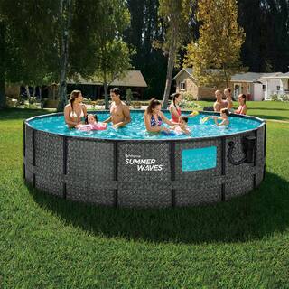 Summer Waves Elite 16 ft. x 48 in. Above Ground Round Metal Frame Pool Set with Pump P8A01648B-SW