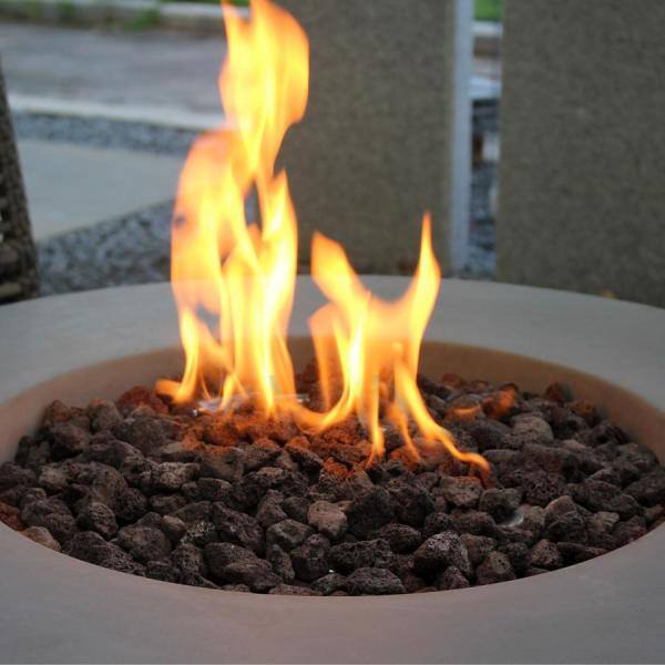 Modeno Roca 34 in. x 15 in. Round Concrete Natural Gas Fire Bowl in Light Gray OFG107-NG