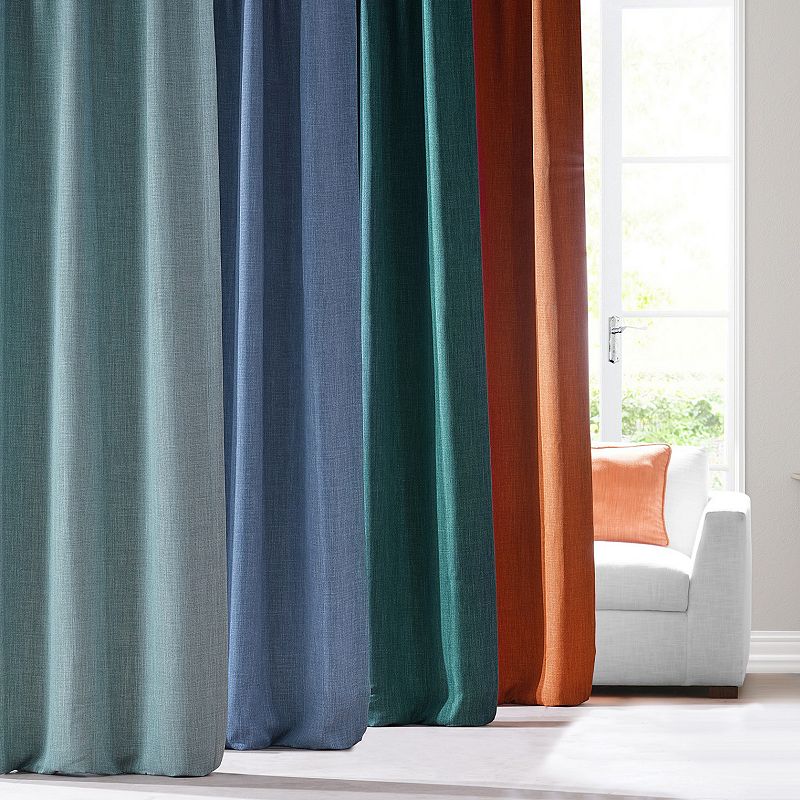 EFF 1-Panel Solid Faux-Linen Window Curtain