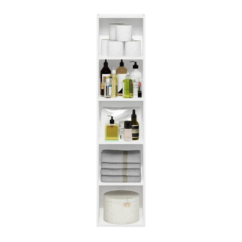 Furinno Pasir 52.1 in. White 5-Shelf Standard Bookcase 21048WH