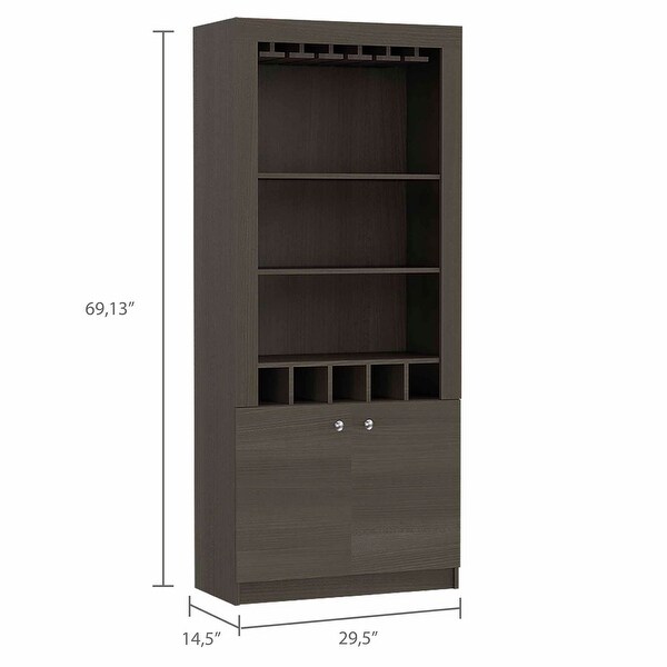 2-Door Bar Cabinet with 3 Shelves and 5 Cubbies