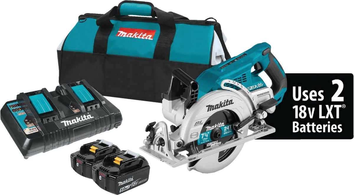 Makita 18V LXT X2 Lithium-Ion Brushless Cordless Circular Saw Kit Rear Handle