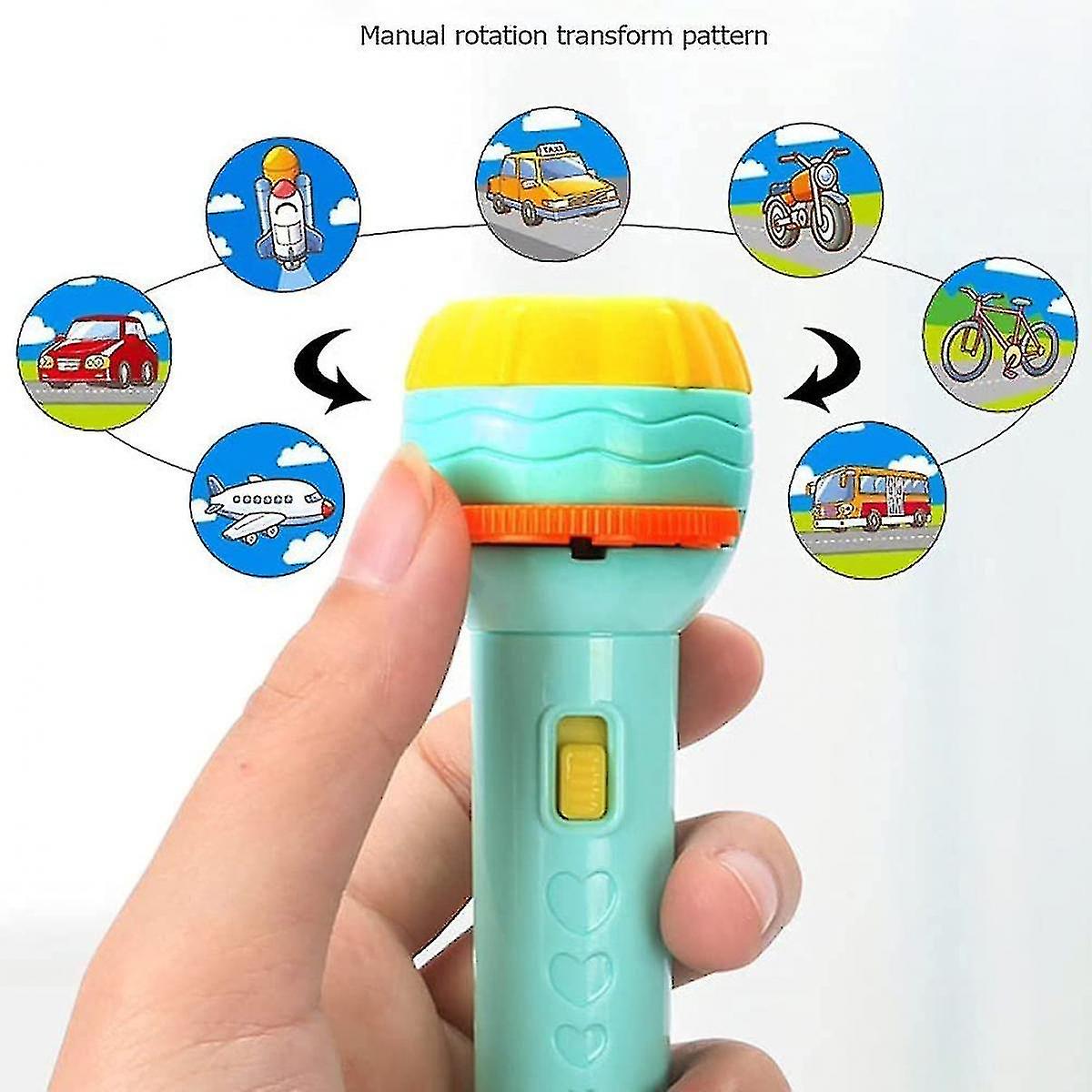 Flashlight Projector For Kids， Projection Early Education Cognitive Bedtime Small Torches Flashlight， Fun Torch (blue/48pictures)