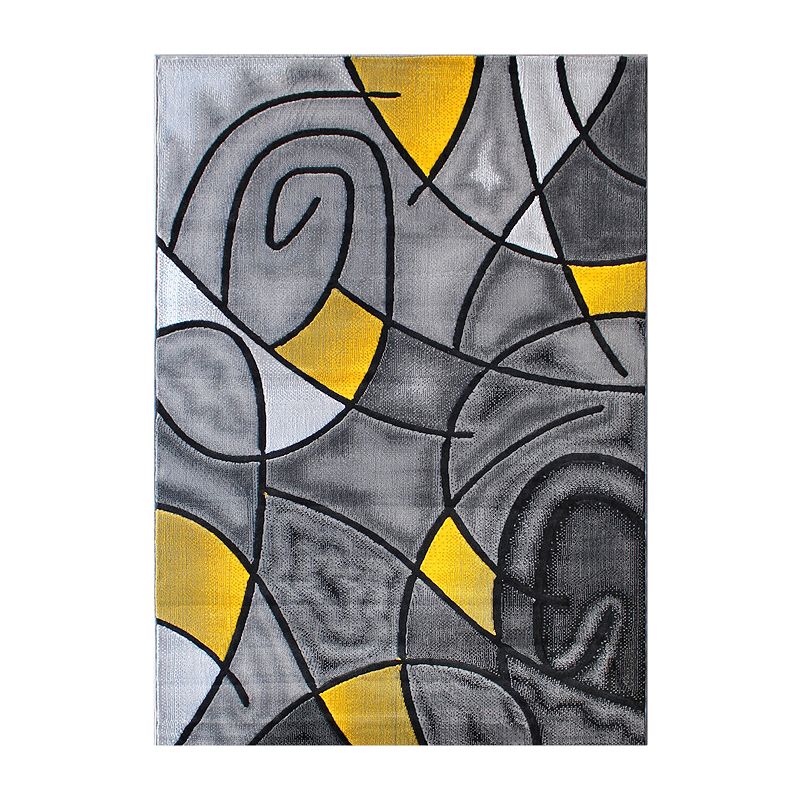 Masada Rugs Masada Rugs Trendz Collection 8'x10' Modern Contemporary Area Rug in Yellow， Gray and Black