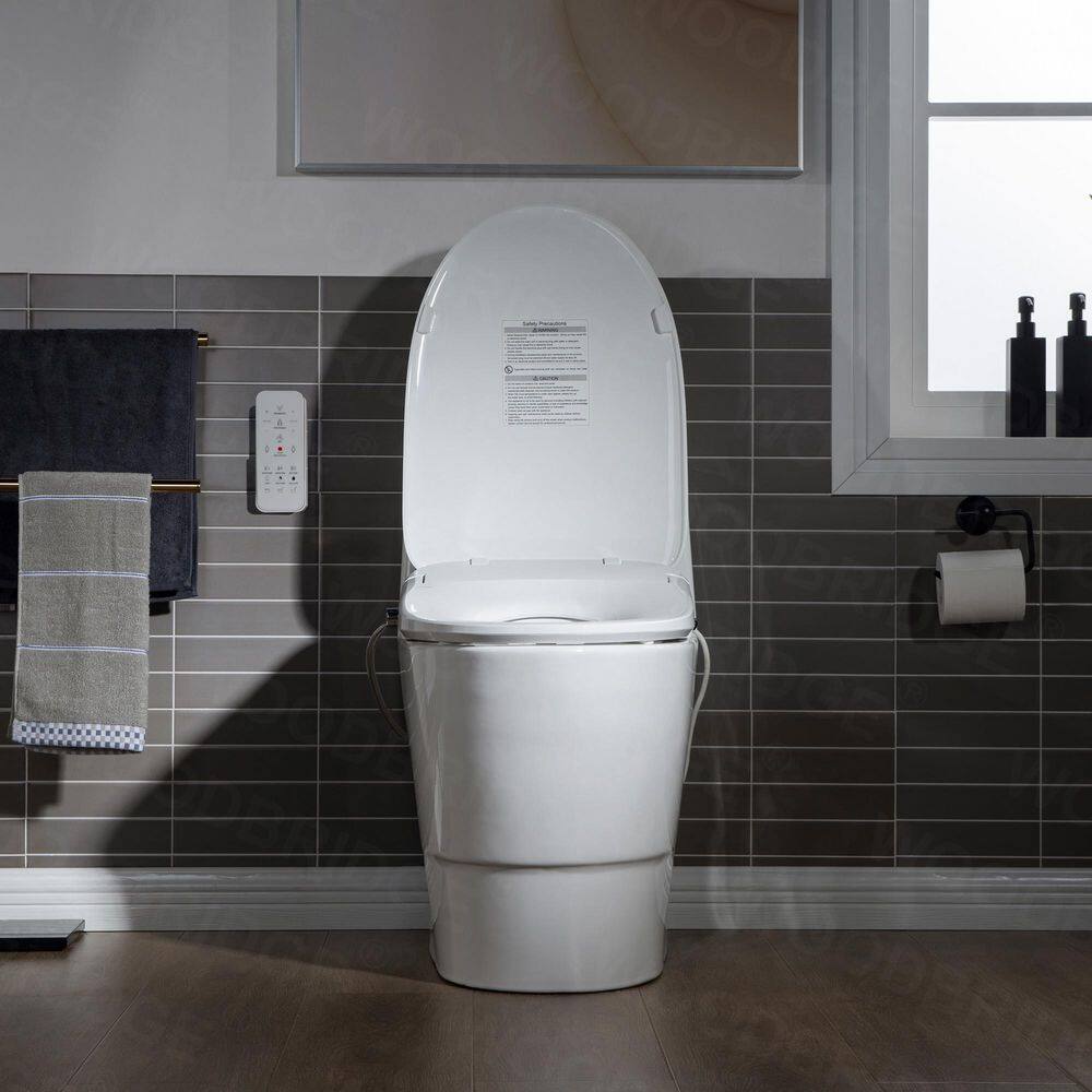 WOODBRIDGE 1-Piece 1.1GPF1.6 GPF Dual Flush Elongated Toilet in White With Advance Smart Bidet Seat HT0067