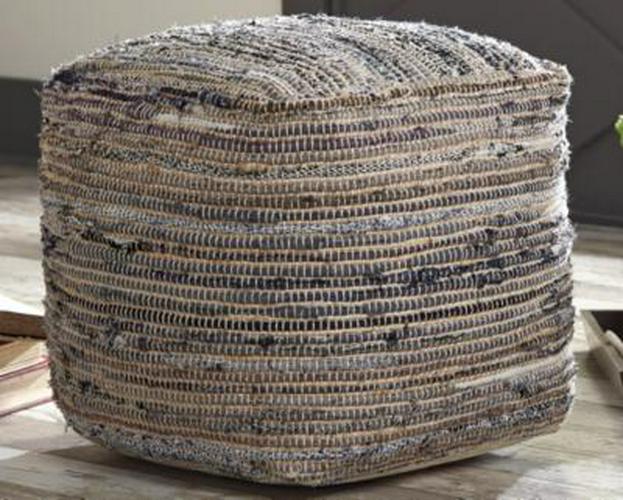 Signature Design by Ashley Absalom Hemp Pouf， 16 x 16 Inches， Multicolored