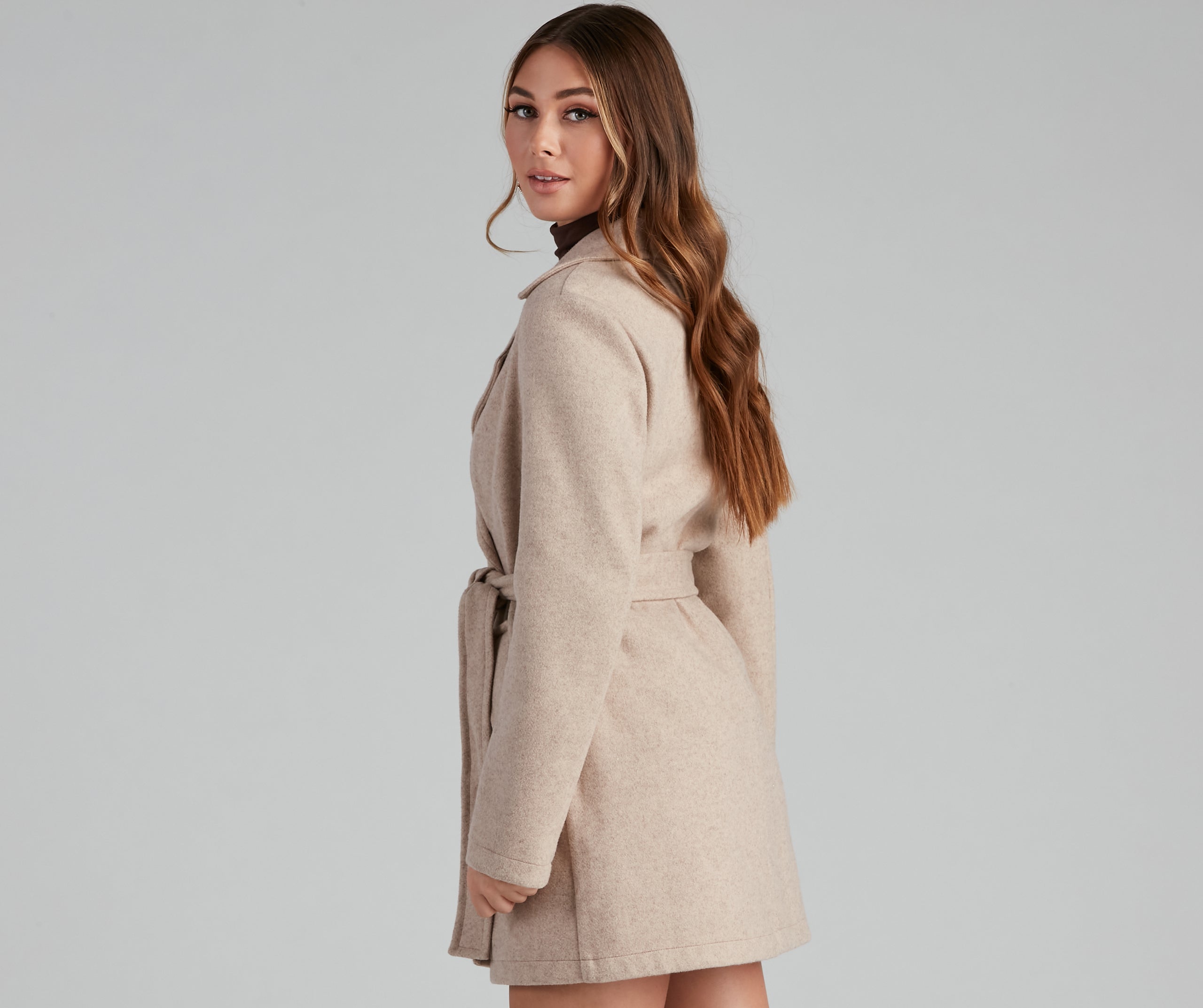 Elevated Chic Belted Faux Wool Coat