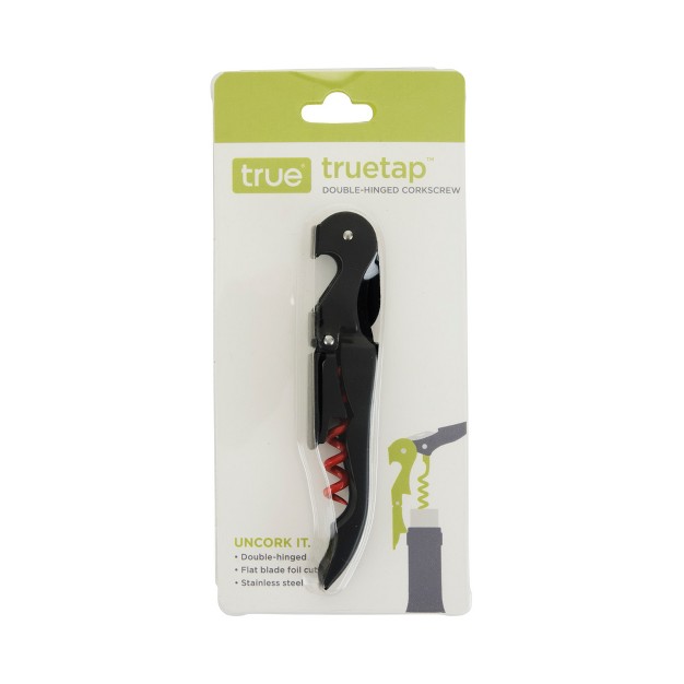 True Truetap Double Hinged Waiter s Corkscrew Matte Black Bottle Opener With Foil Cutter Wine Key