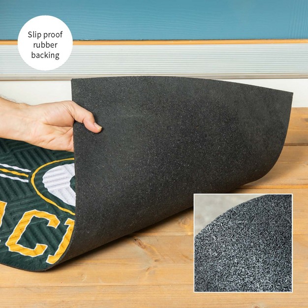 Evergreen Nfl Green Bay Packers Embossed Mat Cross Hatch Indoor And Outdoor Doormat