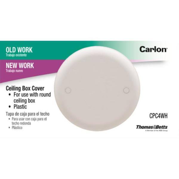 Carlon 4 in. White Non-Metallic Round Blank Ceiling Box Cover CPC4WH