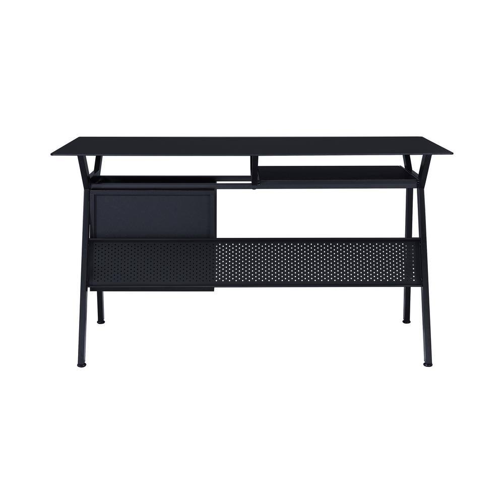 Coaster Home Furnishings Weaving 55 in. Rectangular Black 2-Drawer Computer Desk with Keyboard Tray 800436