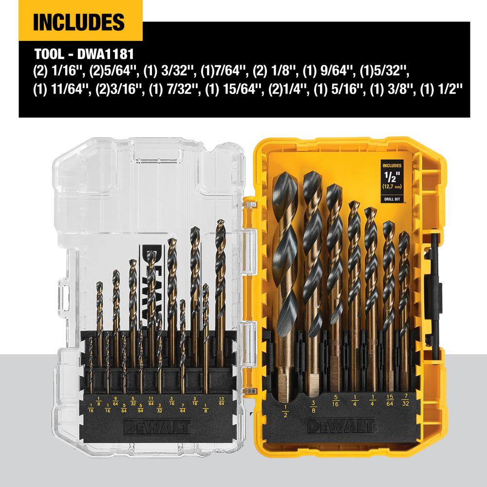 DW Black and Gold Twist Drill Bit Set (21-Piece) DWA1181