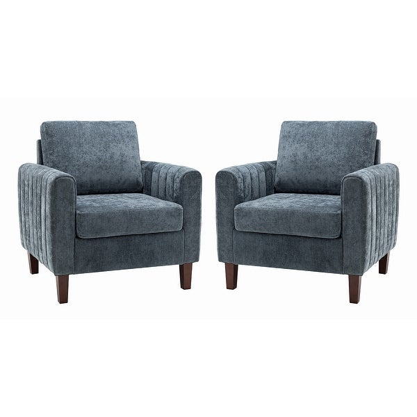 Ganymedes Comfy Accent Club Chair with Wood Base Set of 2 by HULALA HOME