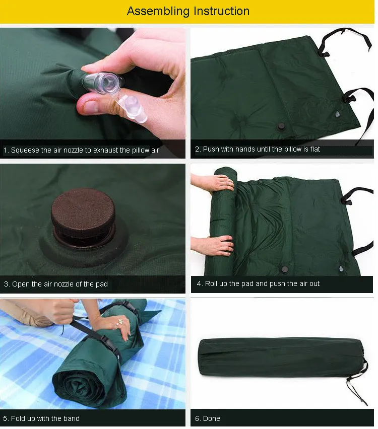 camouflage folding portable travel outdoor foam self inflating camping sleeping pad mat with pillow for camping