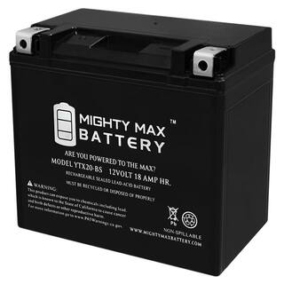 MIGHTY MAX BATTERY 12-Volt 18 Ah 270 CCA Rechargeable Sealed Lead Acid (SLA) AGM Powersport Battery YTX20-BS