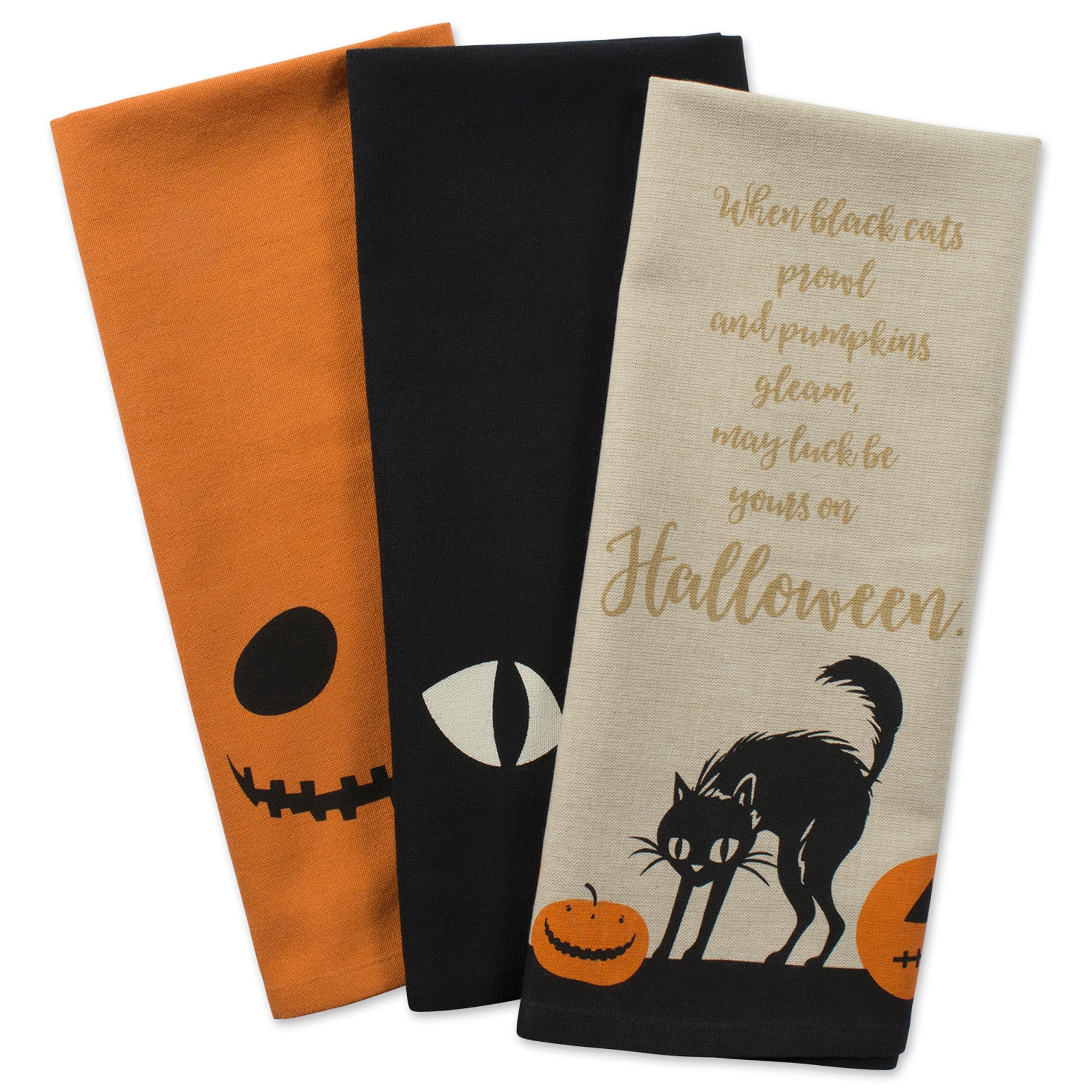 2 Tiger Orange Black Rectangular Halloween Printed Dishtowels 28