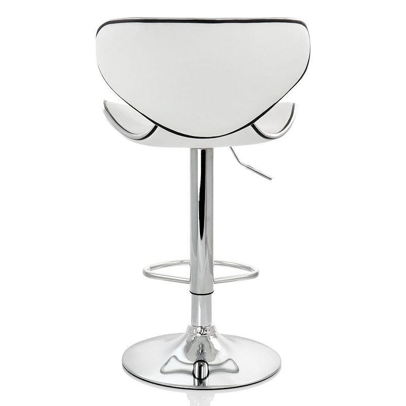 Elama 2 Piece Slim Faux Leather Adjustable Bar Stool in Black with Chrome Base