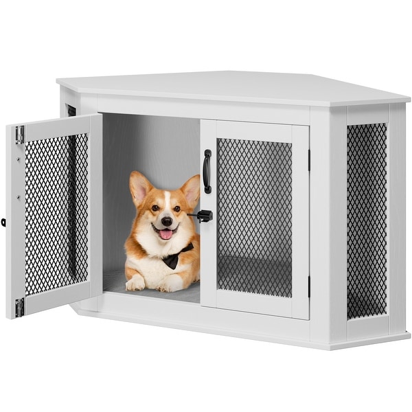 Corner Dog Crate Dog Kennel with Cushion Indoor Dog Crate Cage