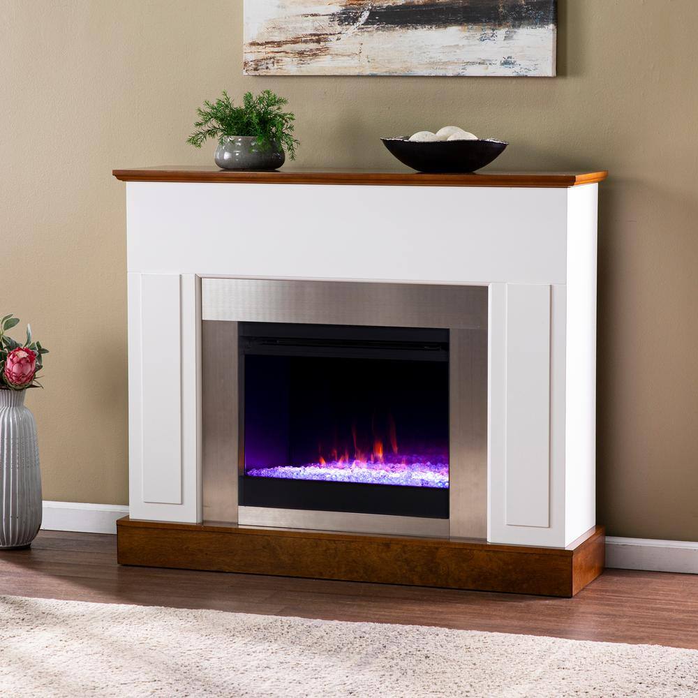 Southern Enterprises Helsa 50 in. Color Changing Electric Fireplace in White HD212722