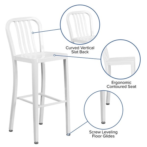 30'' High Metal Indoor-Outdoor Barstool with Vertical Slat Back