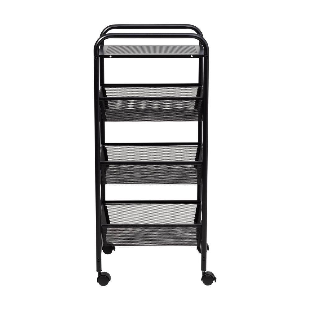 Honey-Can-Do 3-Tier Steel 4-Wheeled Utility Cart in Black CRT-09589