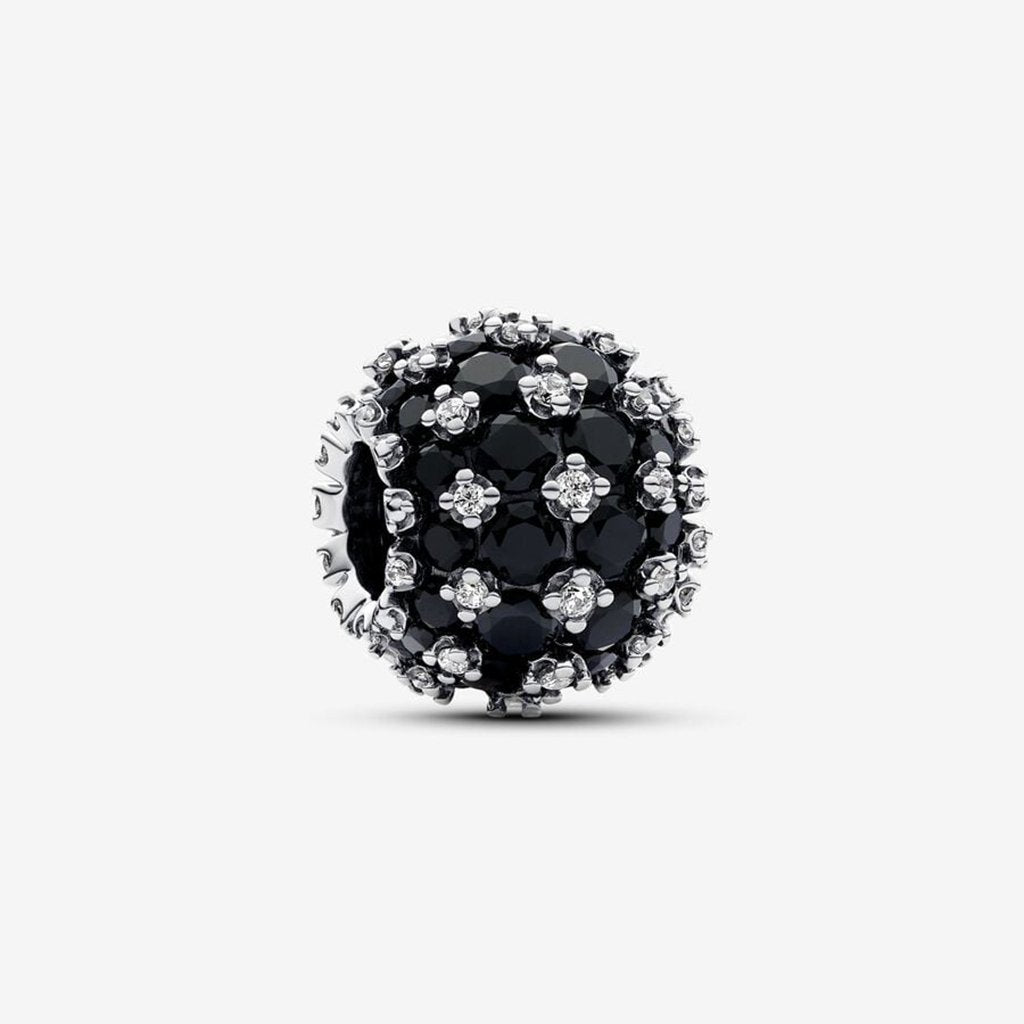 PANDORA  Sparkling Pavé Round Black Charm - Sterling Silver