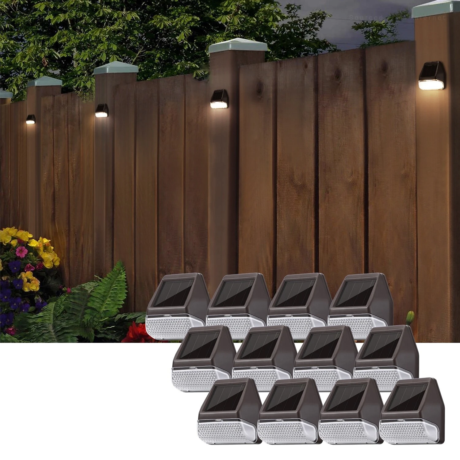 LED Solar Powered Deck Lights, Outdoor Wall Light, for Garden Yard Stair Patio