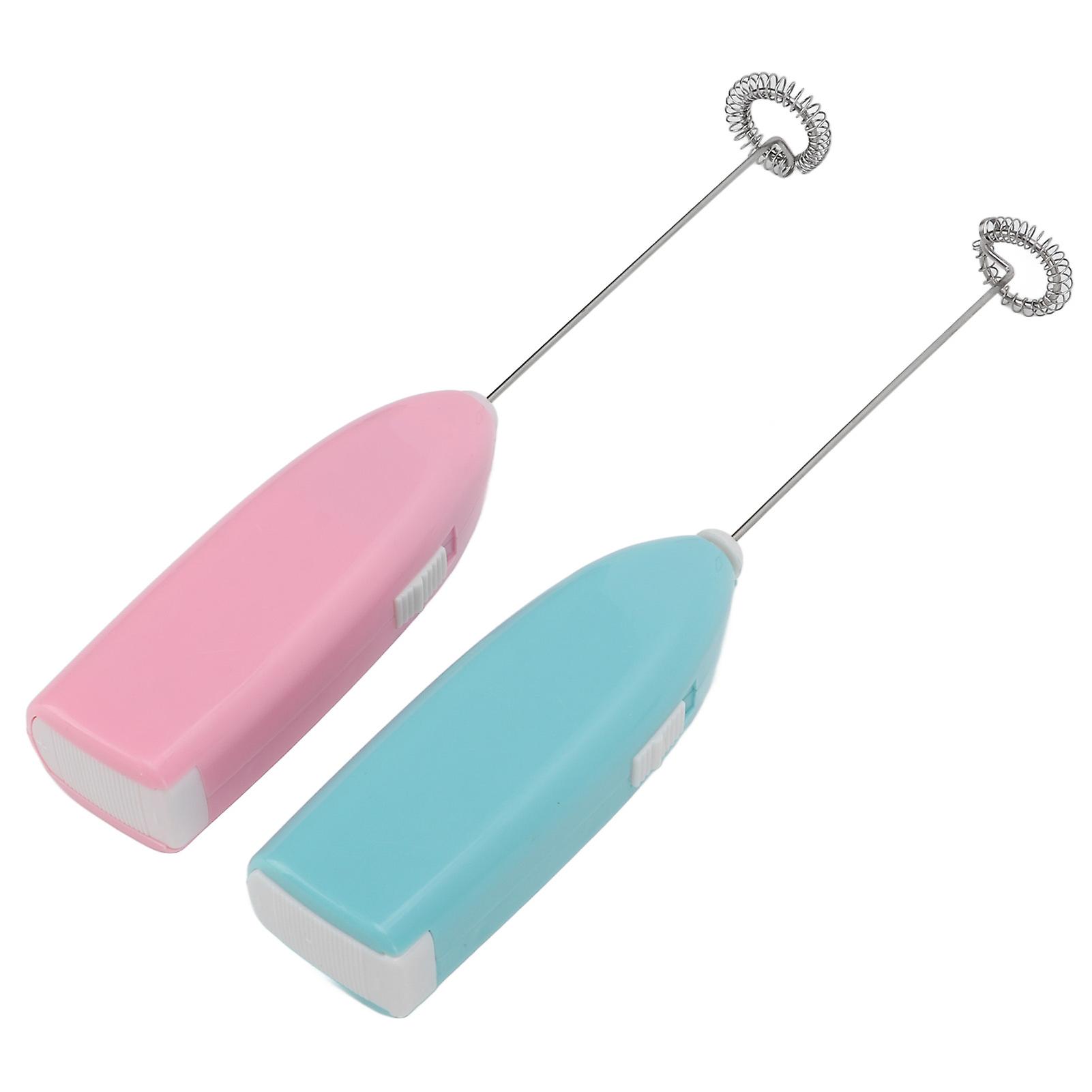 2pcs Mini Hand Mixer High Speed Motor One Hand Operation Durable Rustproof Stainless Steel Electric Stirrer