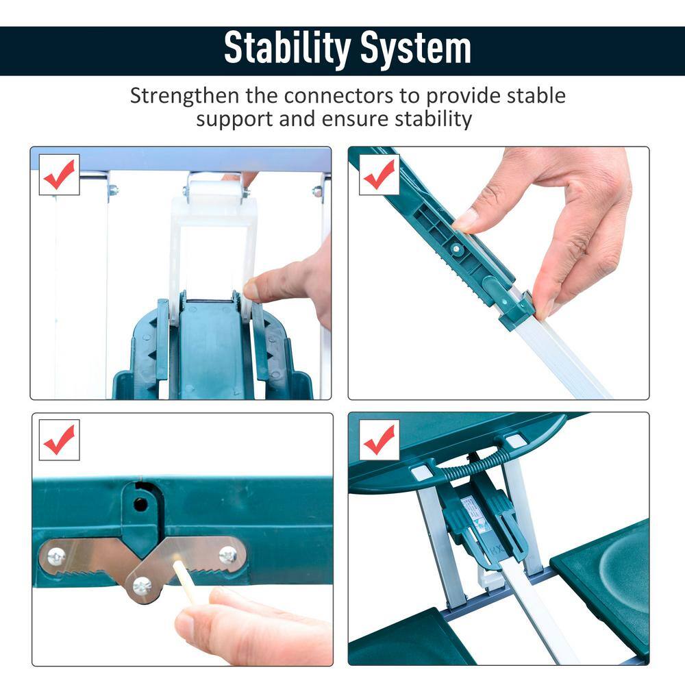 Outsunny 4-Person Green Plastic Portable Compact Folding Suitcase Picnic Table Set with Umbrella Hole and Simple Setup 01-0402