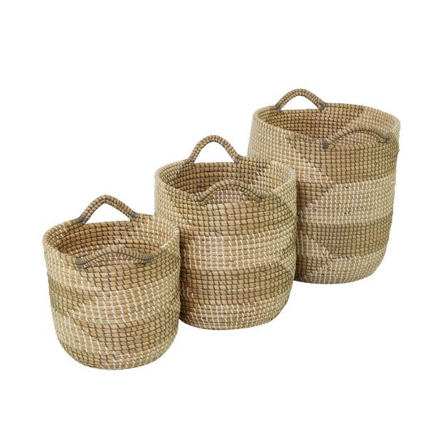 Set Of 3 Seagrass Storage Baskets Natural Olivia amp May