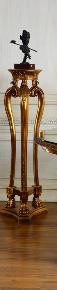 Gold Flower Stand Pedestal 13 quotx47 quot  Victorian   Plant Stands And Telephone Tables   by Infinity Furniture  Houzz