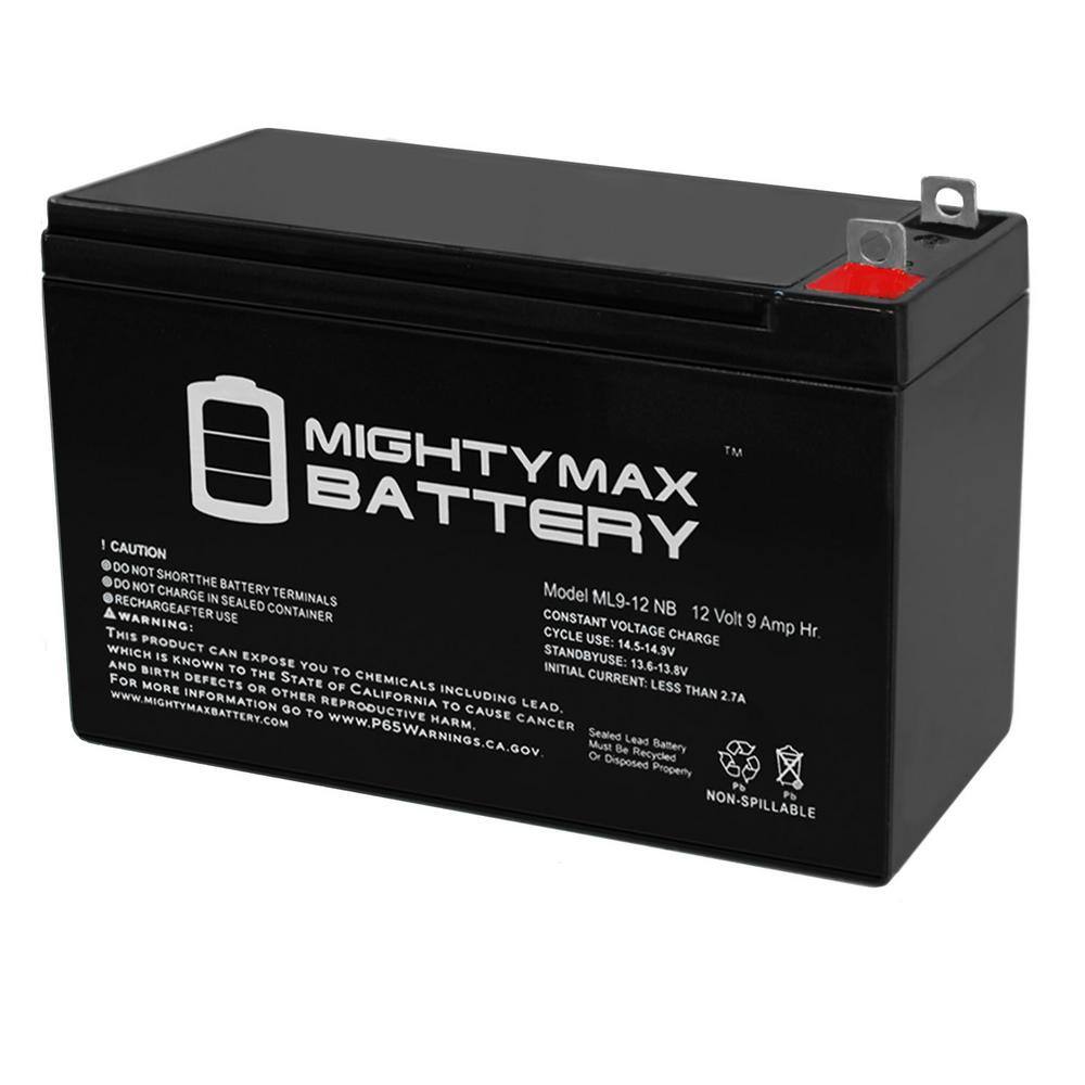 MIGHTY MAX BATTERY 12-Volt 9 Ah NB Terminal Rechargeable Sealed Lead Acid (SLA) Battery ML9-12NB