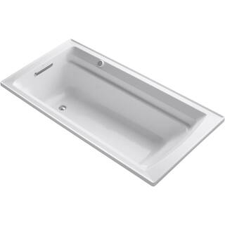 KOHLER Archer 72 in. Rectangular Drop-in Air Bath Bathtub in White K-1124-GH-0