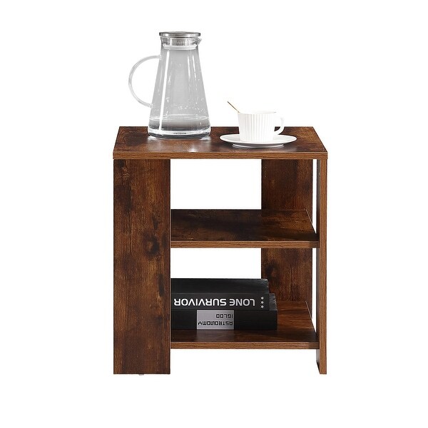 Square wooden Side Table，3-tier End Table