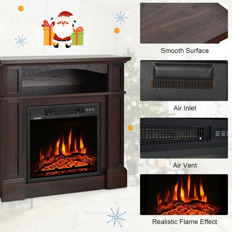 32 Inch 1400W Electric TV Stand Fireplace with Shelf   13\