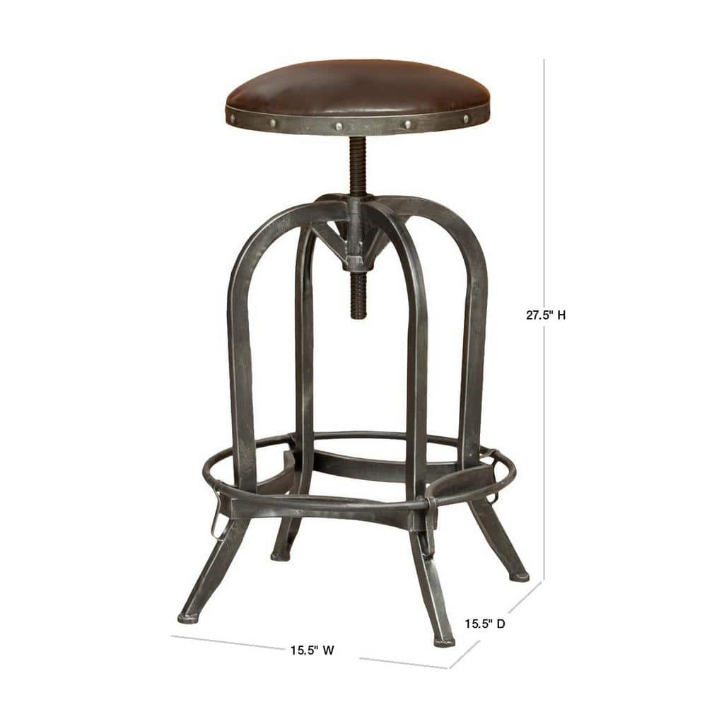 Noble House Silla 33.5 in. Brown Adjustable Bar Stool 3693