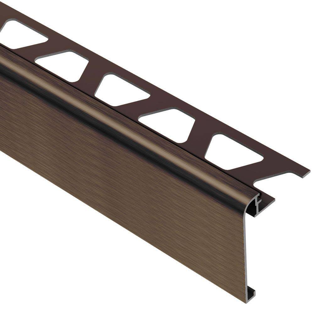 Schluter Systems Rondec-Step Brushed Antique Bronze Anodized Aluminum 38 in. x 8 ft. 2-12 in. Metal Tile Edging Trim RS100ABGB39