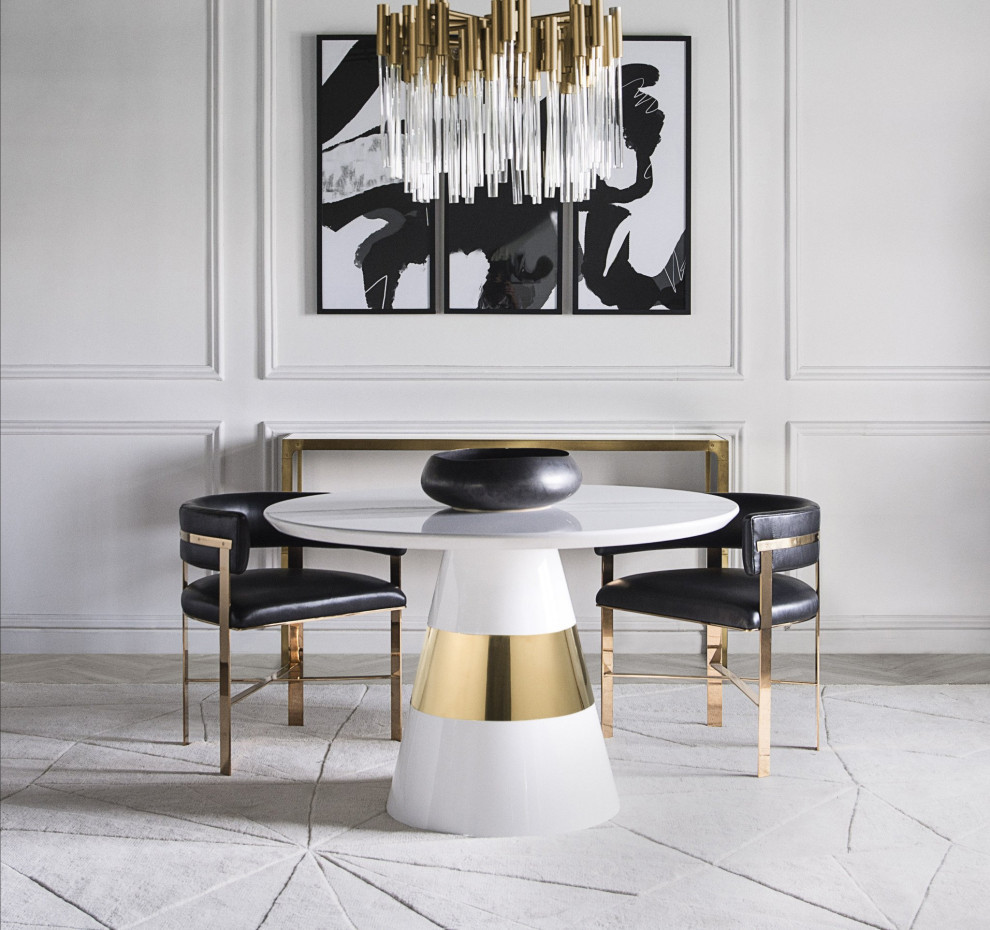 Paisley Dining Arm Chair Faith Onyx/Mirrored Brass   Contemporary   Dining Chairs   by AED Luxury Home Decor  Houzz