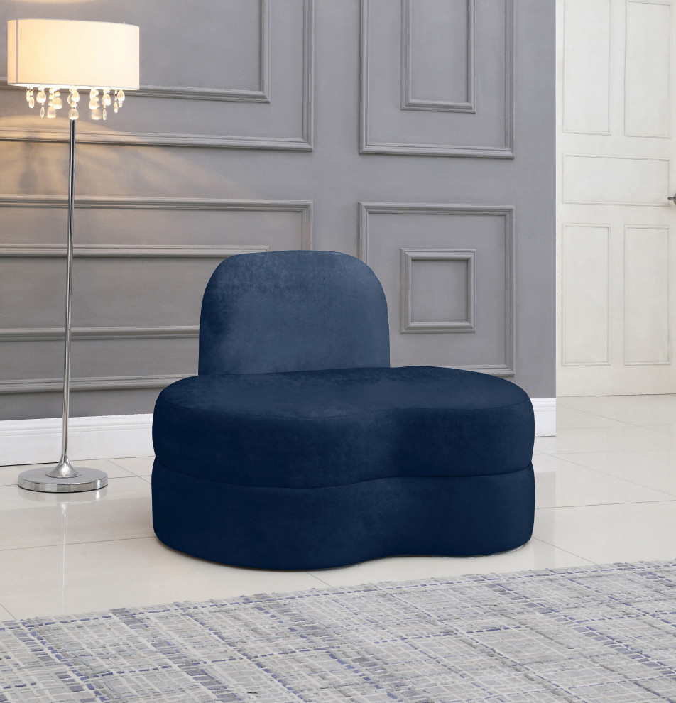 Mitzy Velvet Upholstered  Kidney Shaped Chair   Contemporary   Armchairs And Accent Chairs   by Meridian Furniture  Houzz