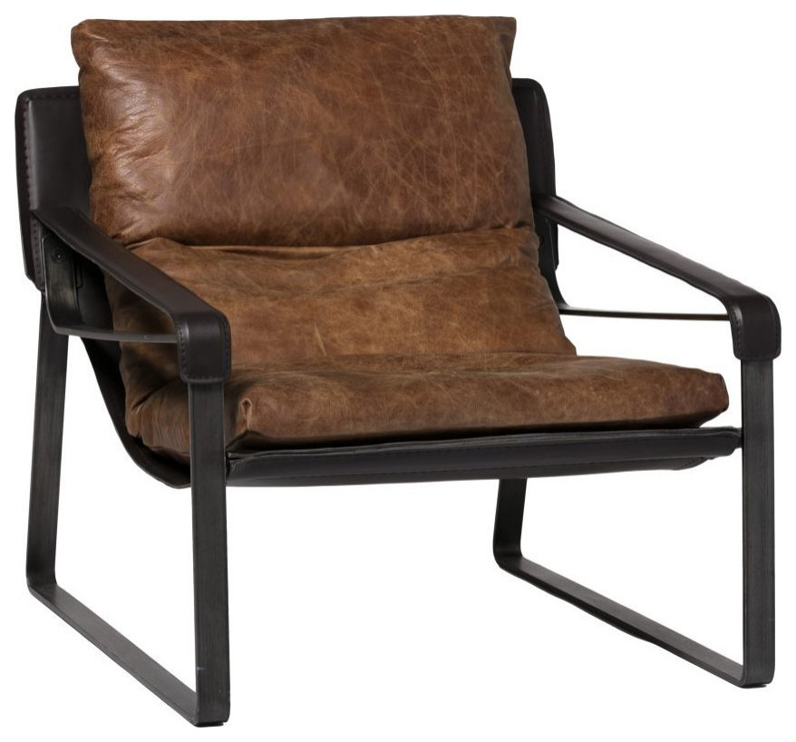 Connor Club Chair Brown   Industrial   Armchairs And Accent Chairs   by Old Bones Co.  Studios  Houzz