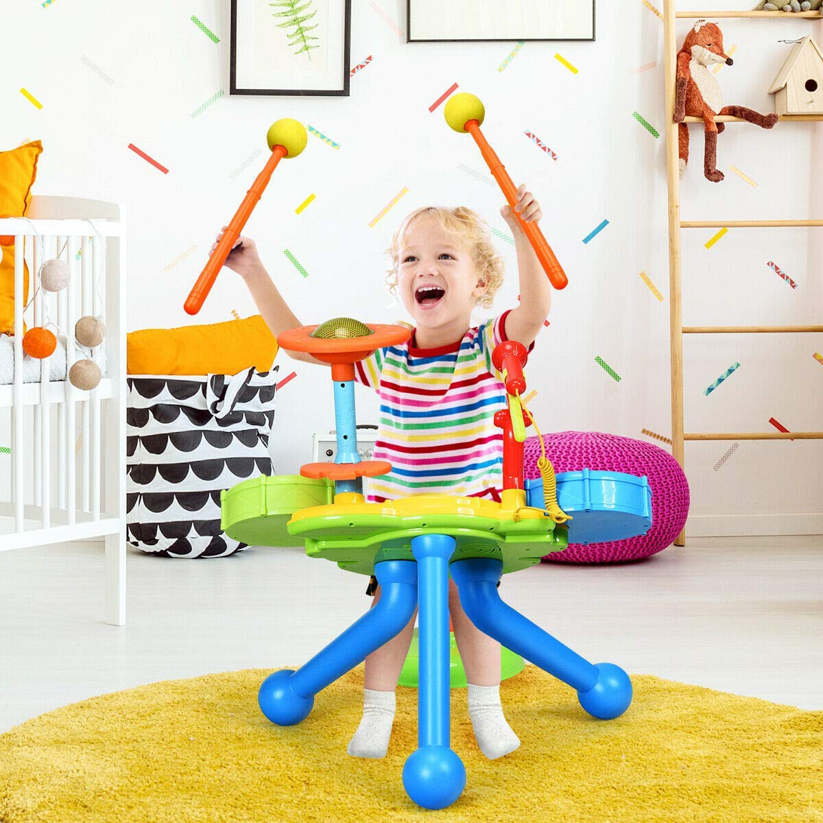 2-in-1 Kids Electronic Musical Toy Drum Set