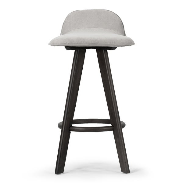 Set of 2 Asta Black Rubberwood Barstool with Low Back Fabric Seat